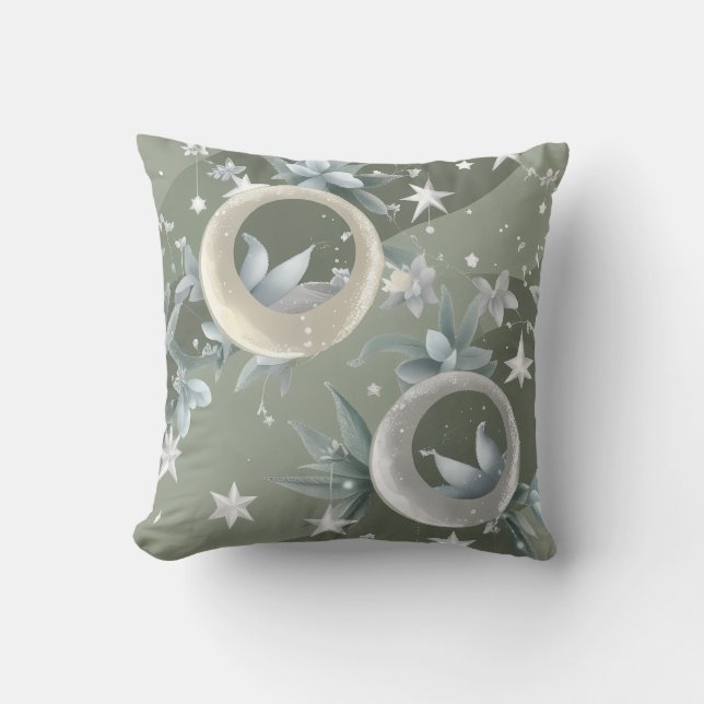 Coussin Throw Pillow - Sage Green Celestial Moon (Recto)