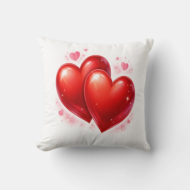 Coussin Throw Pillow with hearts, decorative element  (Recto)