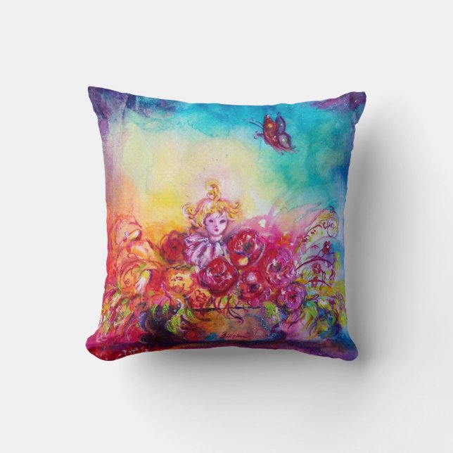COUSSIN THUMBELINA, PANIER À FLEURS ET BOUTEILLE (Recto)