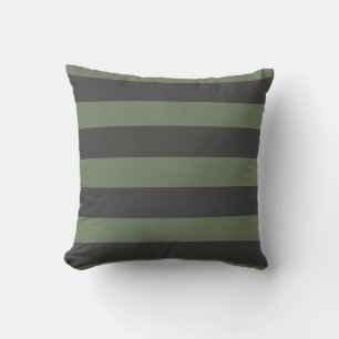 Coussin Tic vert olive rayé moderne