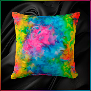 Coussin [Tie-Dye Atomique]  V2 Couleurs Arc-en-Ciel Psyché