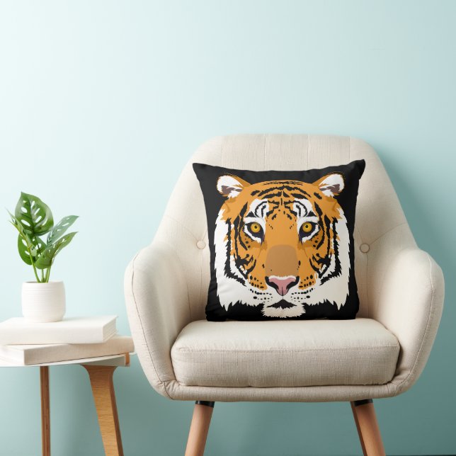 Coussin Tiger face et rayures double face (Chaise)