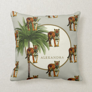 Coussin Tiger Motif Palm Tree Empreinte de léopard personn