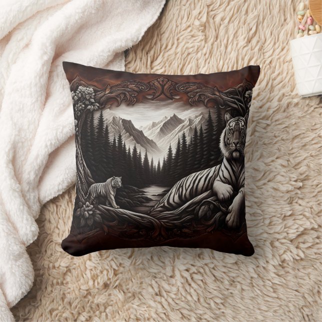 Coussin Tigers majestueux du Bengale dans le paysage de la (Couverture)