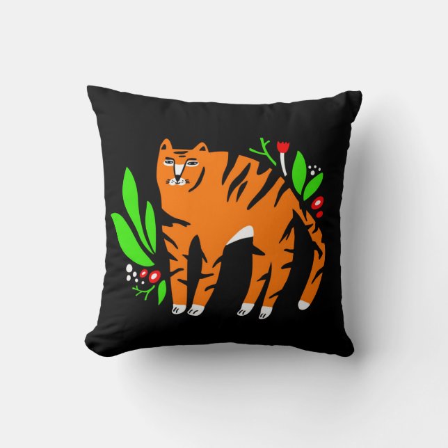 Coussin Tigre à flowers (Recto)