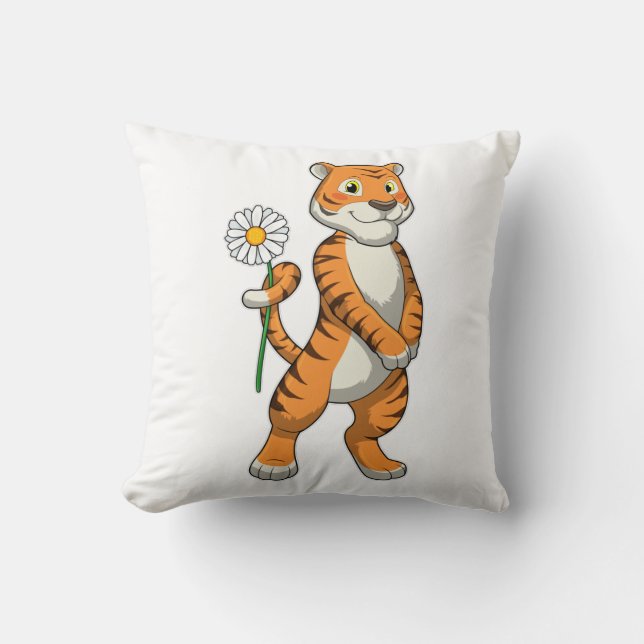 Coussin Tigre avec Daisy Flower (Recto)