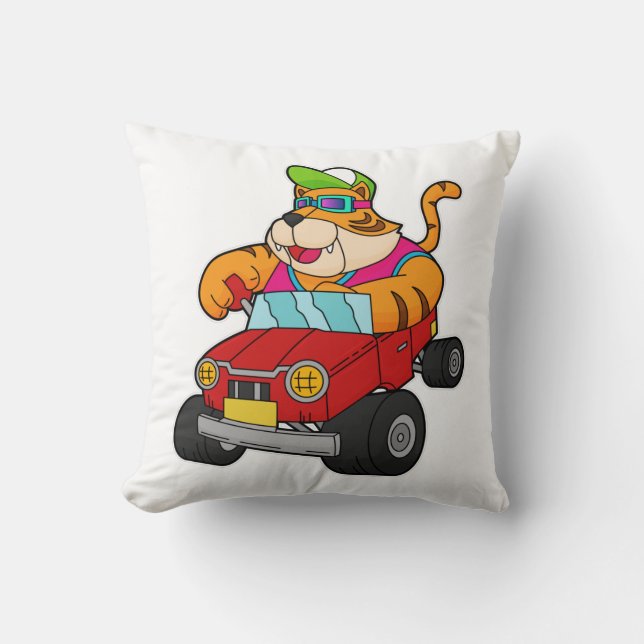 Coussin Tigre avec voiture (Recto)