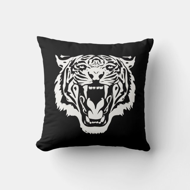 Coussin Tigre blanc rugissant (Recto)