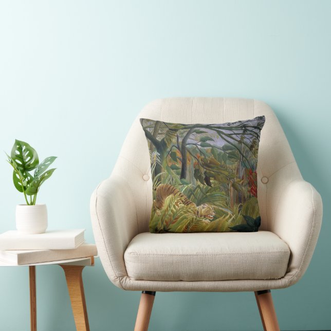 Coussin Tigre dans une tempête tropicale Henri Rousseau (Chaise)