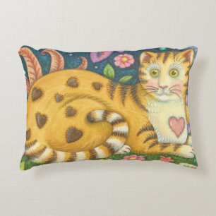Coussin tigré de chat d'art populaire de rayures