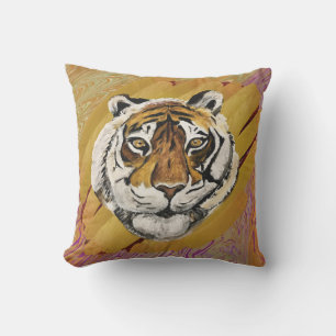 Coussin Tigre Main Peint Visage