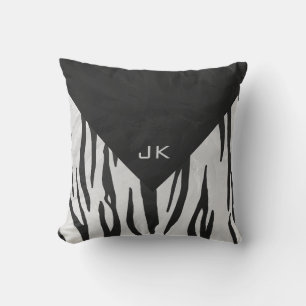 Coussin Tigre Monogramme noir et blanc