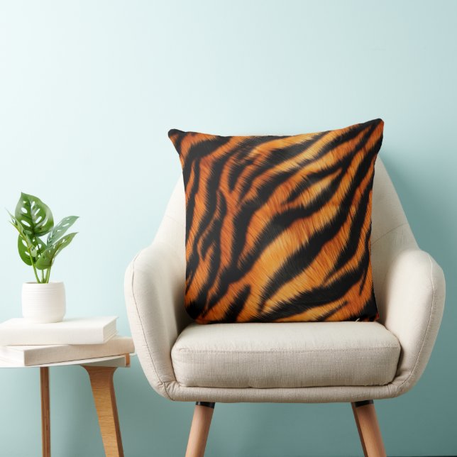 Coussin Tigre noir orange (Chaise)
