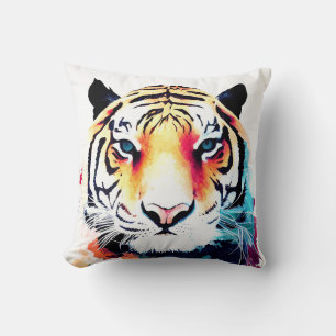 Coussin Tigre Sauvage Nature Animal Couleur Art Peinture