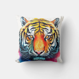 Coussin Tigre Sauvage Nature Animal Couleur Art Peinture