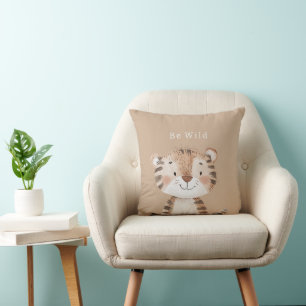 Coussin Tigre Sauvage Safari Brun