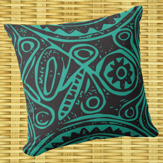 Coussin Tiki Motif Vintage mélanésien