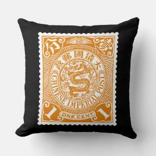 Coussin Timbre antique chinois sur les poches en or