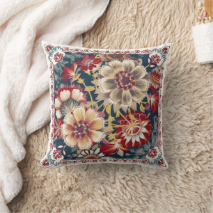 Coussin Timbre Floral polonais - Motif Fleur complexe