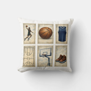 Coussin Timbres de basket-ball vintage Collection de sport