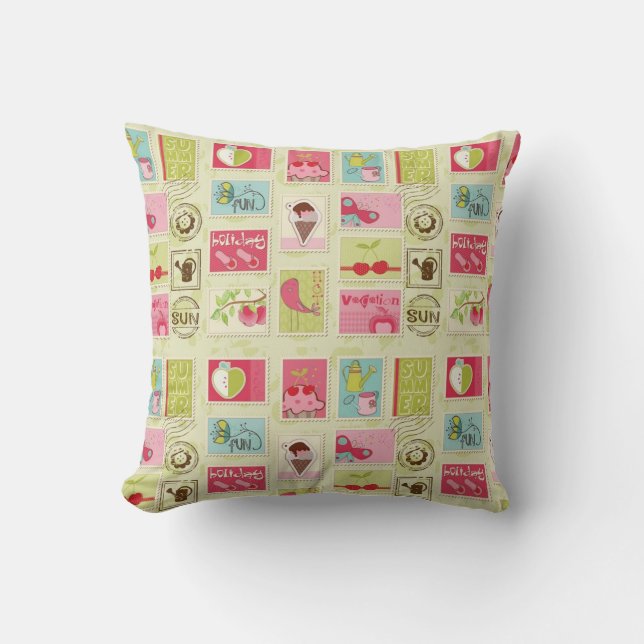 Coussin Timbres d'été (Recto)