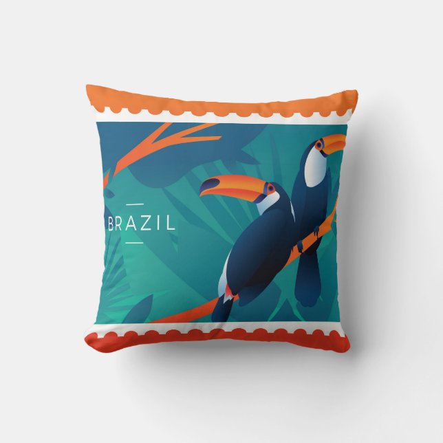 Coussin Timbres-poste de voyage (Recto)