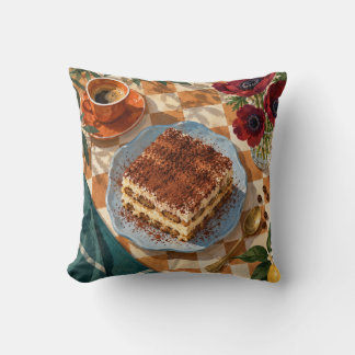 Coussin Tiramisu Espresso Fleurs Rouges Gingham Table