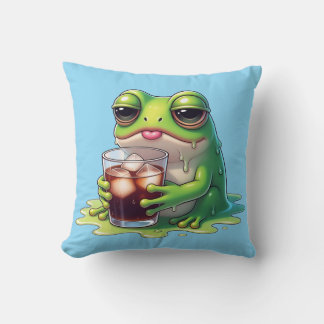 Coussin Tired Melted Frog Cute Throw Pillow Design