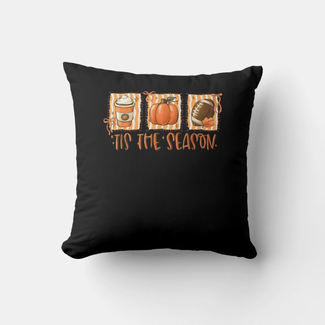 Coussin Tis The Season Pumpkin American Football Thanksgiv (Recto)