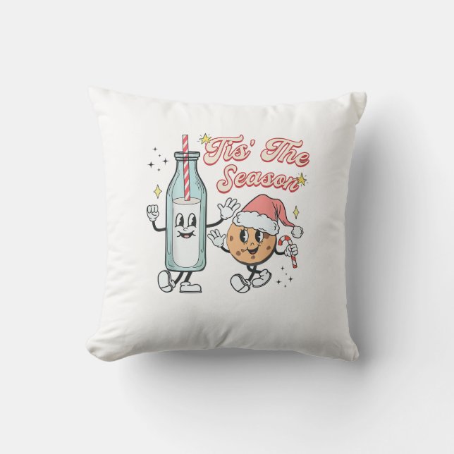 Coussin Tis The Season Retro Milk And Cookie Christmas (Recto)