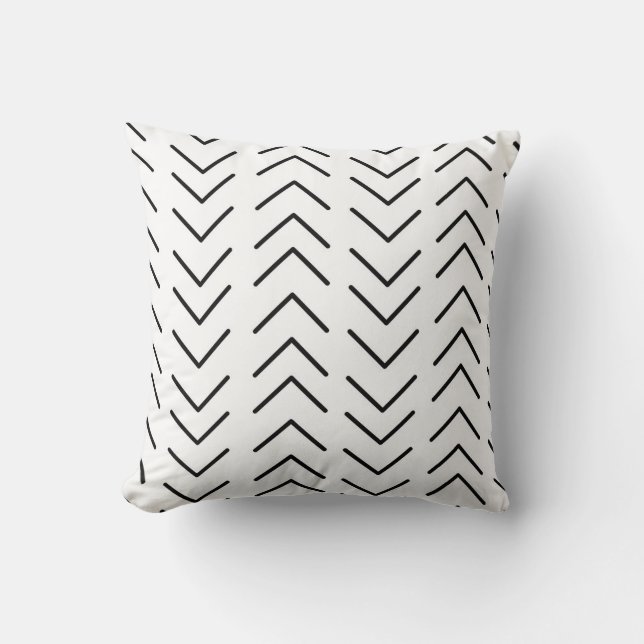 Coussin Tissu de boue noir et blanc (Recto)