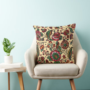 Coussin Tissu de chintz en coton indien vintage