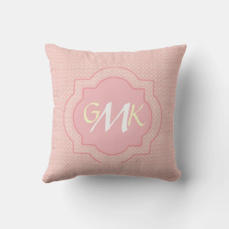 Coussin Tissu de décoration à motif rose monogrammé