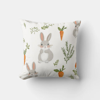 Coussin Tissu de lapin et de carotte adorable 1