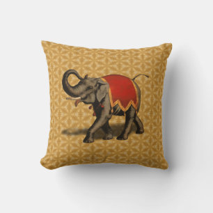 Coussin Tissu de l'éléphant d'Asie w/Red