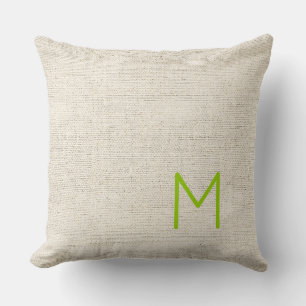 Coussin Tissu de lin Monogramme INITIAL Nom de famille Chi
