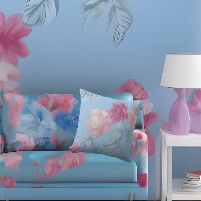 Coussin Tissu de soie rose doux bleu (Créateur téléchargé)