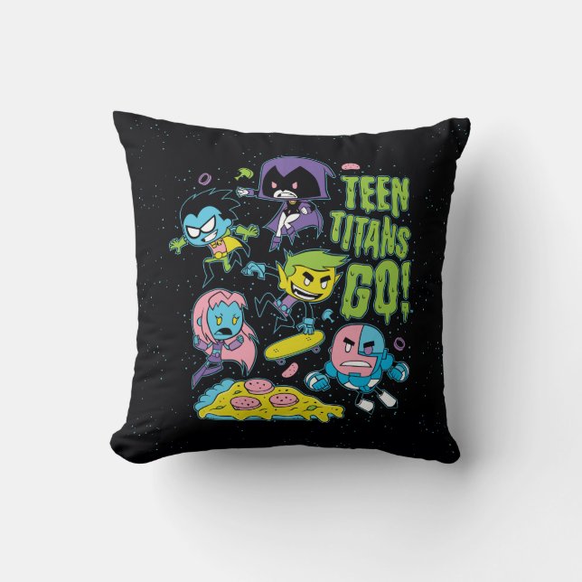 Coussin Titans Ados, allez ! | Gnarly 90's Pizza Graphic (Recto)