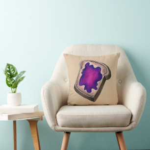 Coussin Toast Purple Grappe Jam Jelly Petit déjeuner