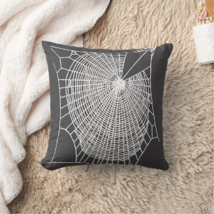 Coussin Toile d'araignée blanche amusante dessinée à la ma