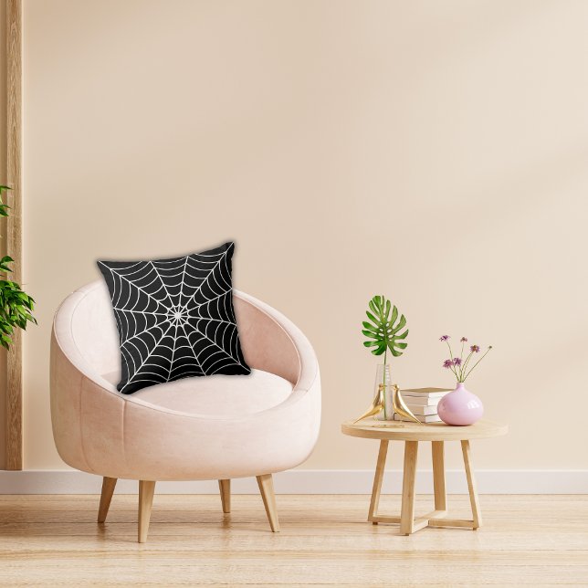 Coussin Toile d'araignée noire décor de fête d'Halloween (Créateur téléchargé)