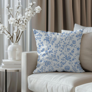 Coussin Toile de Jouy Bleue Florale