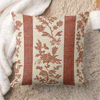Toile de Jouy florale vintage en rayure terracotta