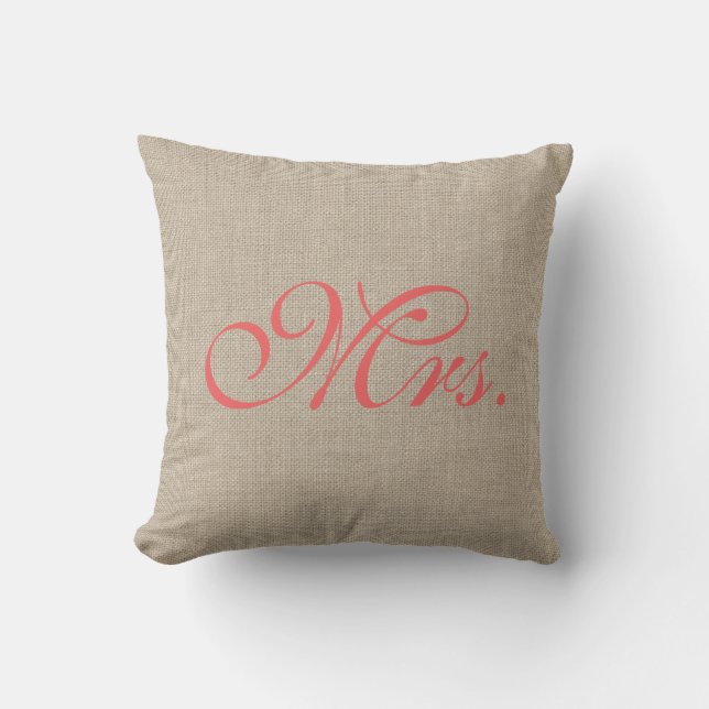Coussin Toile de jute et Mme de corail Pillow (Recto)