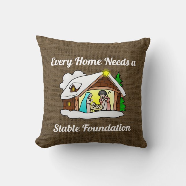 Coussin Toile de jute rustique de Noël de citation (Recto)