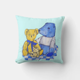Coussin toile de pique-nique à chèque bleu avec trois vi