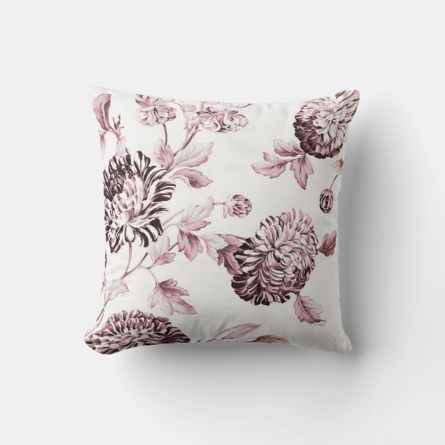 Coussin Toile florale rose et blanche No. 2 (Recto)