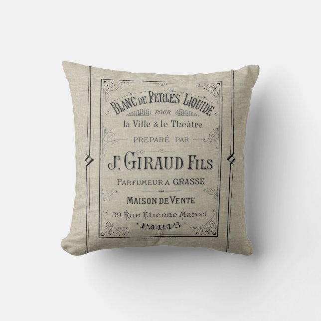 Coussin Toile française de Paris France d'annonce de (Recto)