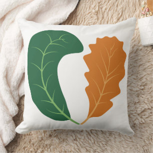 Coussin Toile Moderne Terreuse à Feuilles en Forme de Cœur