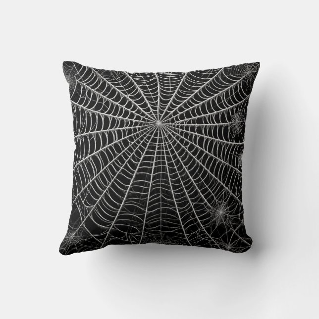 Coussin Toiles d'araignées noires et blanches Spider Web H (Verso)